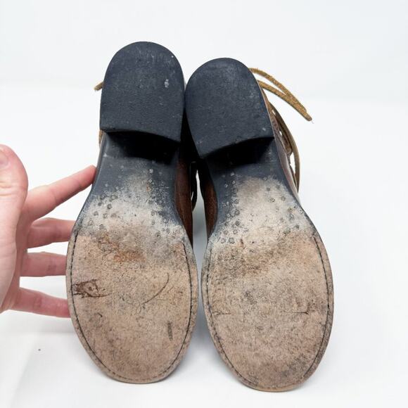 Freebird Brown Leather & Suede Casey Ankle Booties Sz 7 Made in Mexico Ankle Tie - Picture 7 of 10